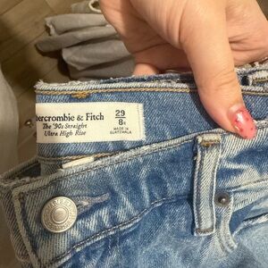 Abercrombie & Fitch Women's Light Blue Straight Leg Jeans